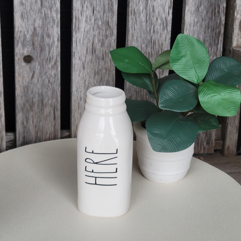 Rae Dunn White Ceramic Milk Bottle -HERE - Picture 6 of 7